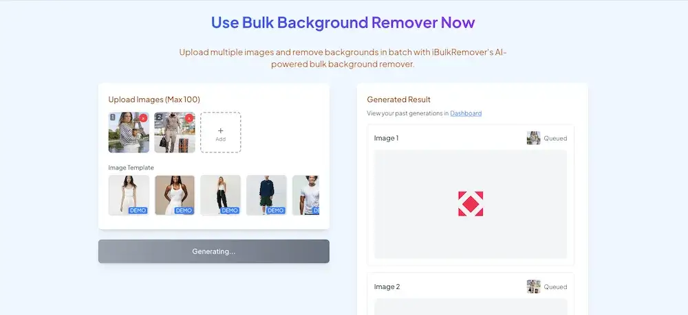 Bulk Background Remover Step 2: Batch processing multiple images