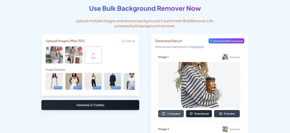 Bulk Background Remover Step 3: Download processed images with transparent backgrounds